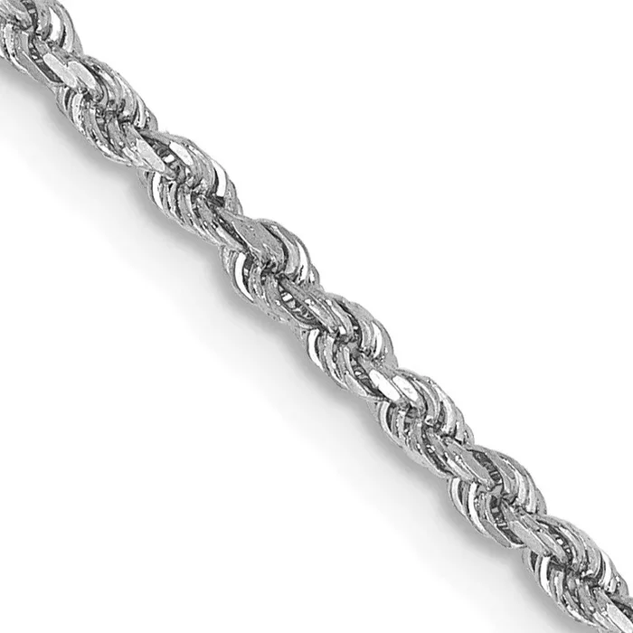 14KT White Gold 22-inch 1.75MM Diamond-cut Lobster Clasp Rope Chain