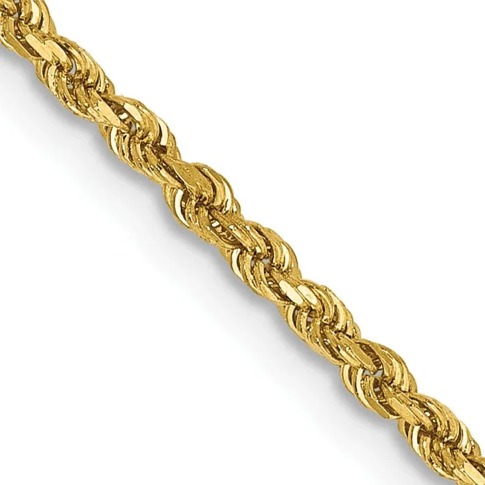 14KT Yellow Gold 14-inch 1.75MM Diamond-cut Lobster Clasp Rope Chain