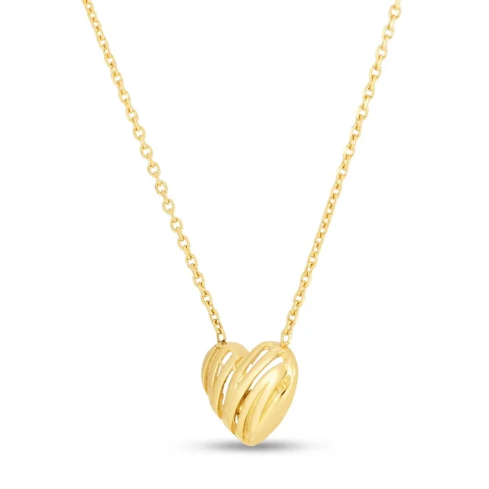 14KT Yellow Gold 18-inch 7MM Heart Pendant
