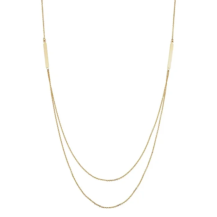 14KT Yellow Gold 18-inch Layered Bar Necklace