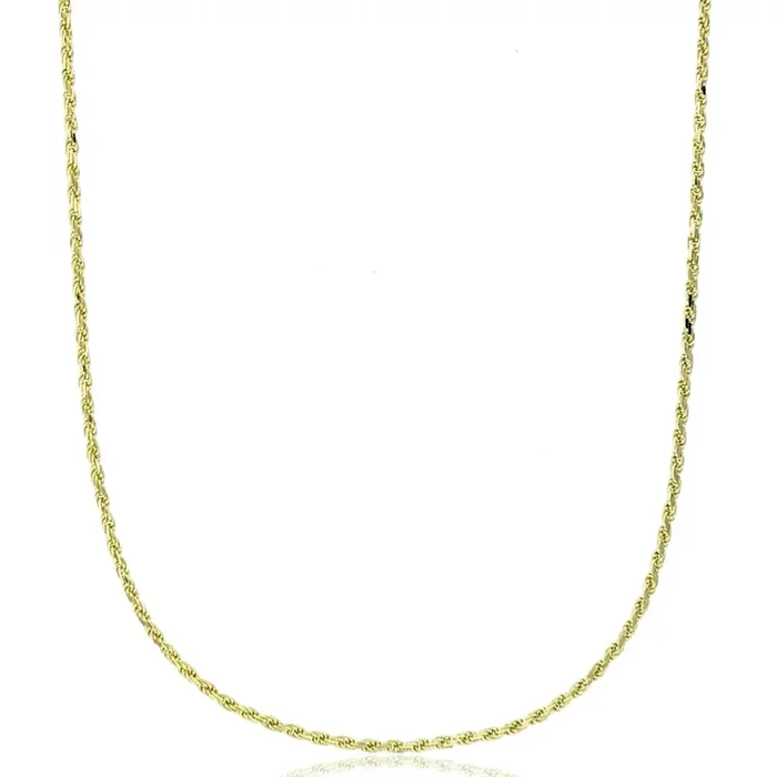 14KT Yellow Gold 24-inch 1.5MM Diamond-cut Rope Chain