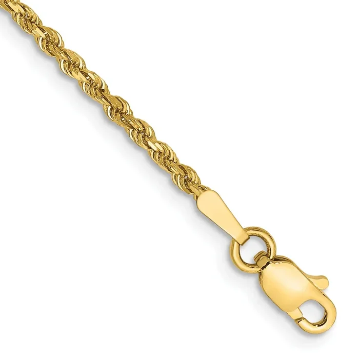 14KT Yellow Gold 6-inch 1.75MM Diamond-cut Lobster Clasp Rope Bracelet