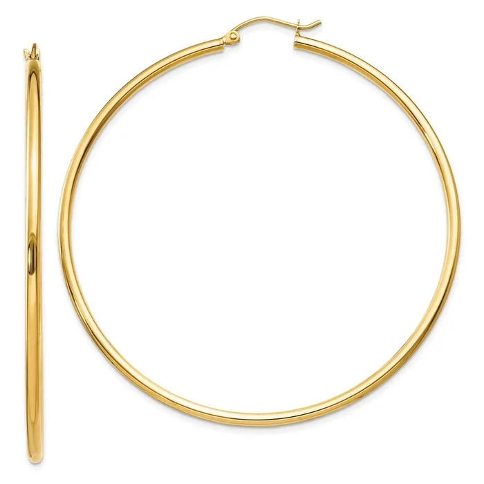 14KT Yellow Gold 60X2MM Hoop Earrings