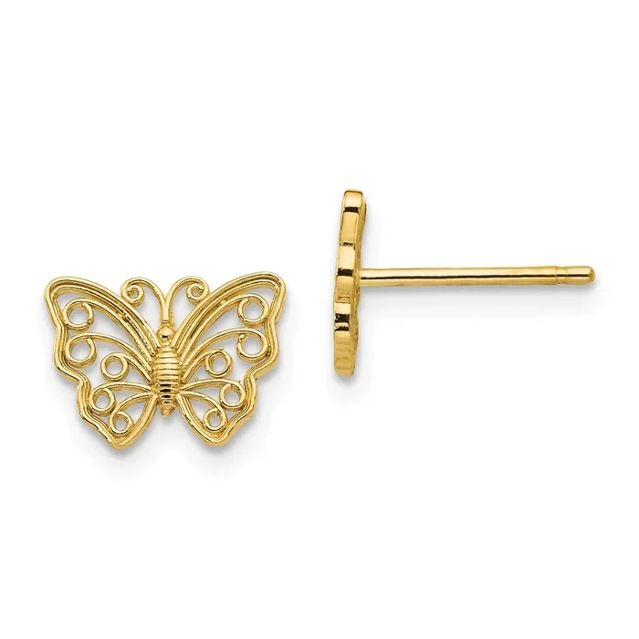 14KT Yellow Gold 7X9MM Butterfly Earrings