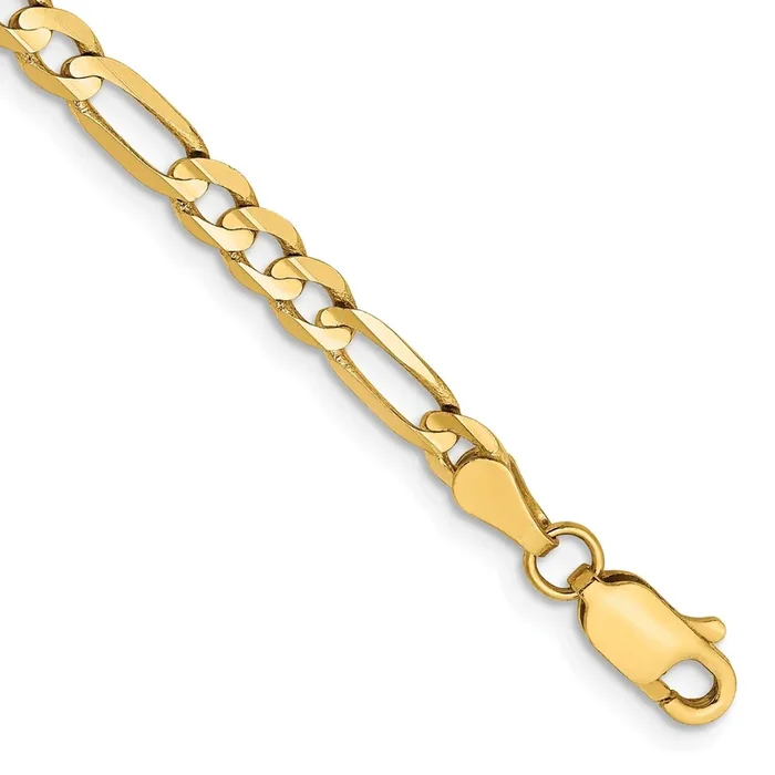 14KT Yellow Gold 8-inch 4MM Lobster Clasp Figaro Bracelet