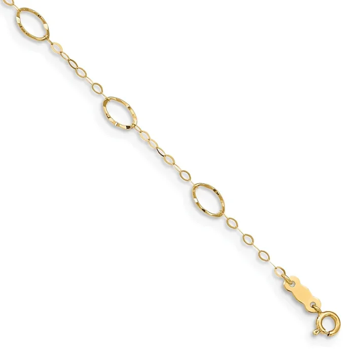 14KT Yellow Gold 9+1-inch Adjustable Extender Anklet