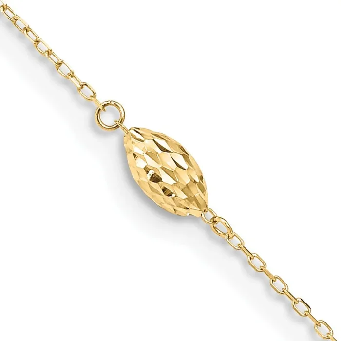 14KT Yellow Gold 9+1-inch extender Adjustable Anklet