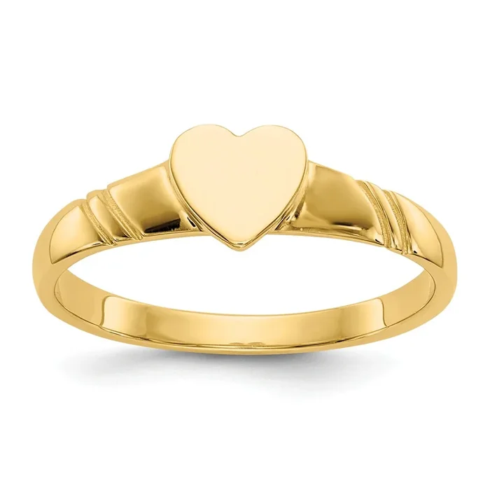 14KT Yellow Gold Childrens Heart Ring; Size 3
