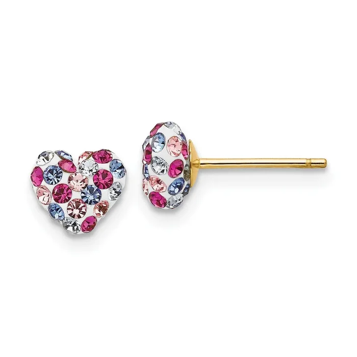 14KT Yellow Gold Crystal 6MM Heart Earrings