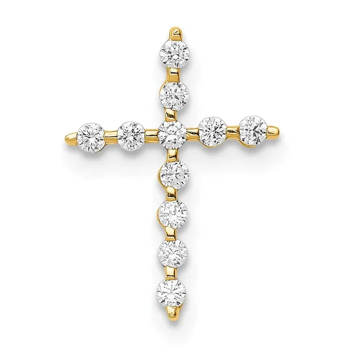 14KT Yellow Gold Cubic Zirconia Childrens Cross Pendant. Chain Not Included