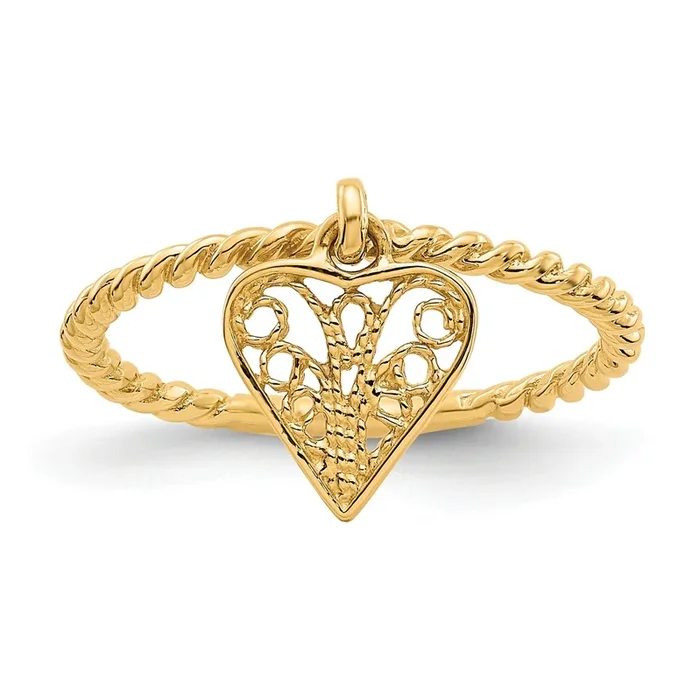 14KT Yellow Gold Heart Ring; Size 5