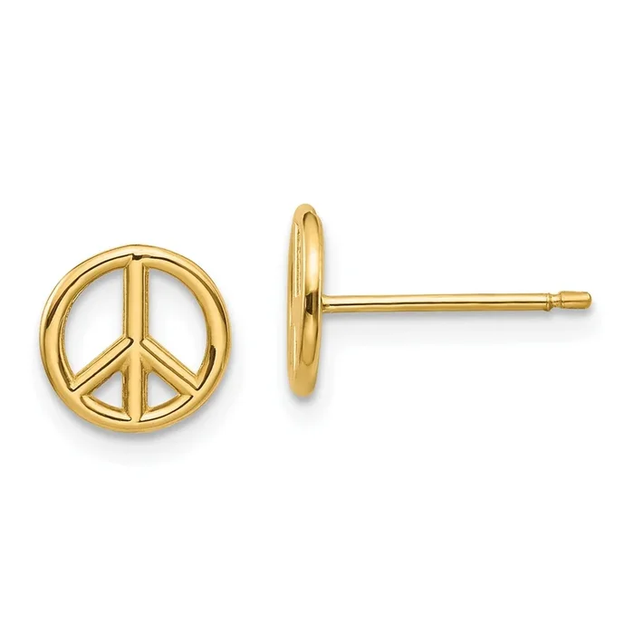 14KT Yellow Gold Peace Symbol Earrings