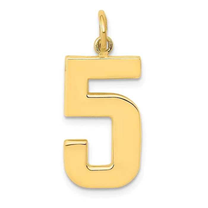 14ky Casted Large Polished Number 5 Charm