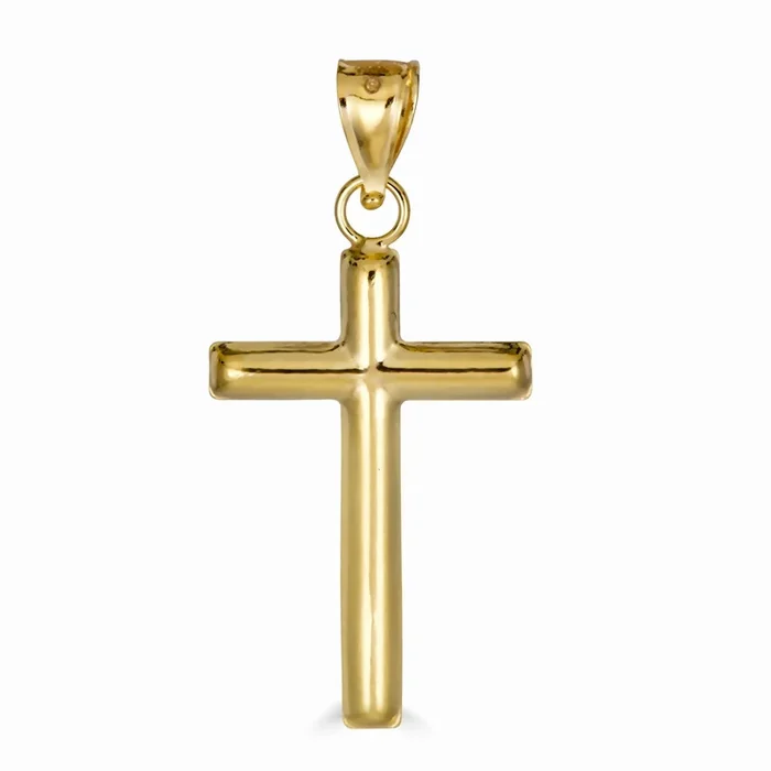 14P00040 – Colgante Crucifijo Tubo Hueco en Oro Amarillo de 14 Quilates