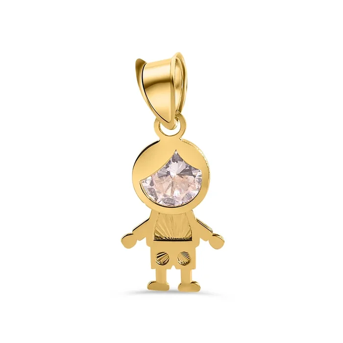 14P00137. – Colgante de oro amarillo de 14 quilates con corte de diamante y circonita cúbica transparente.