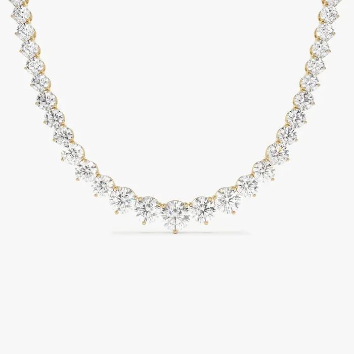15.45ctw 14k Round Shaped Lab Grown Graduating Diamond Tennis Necklace – Noor