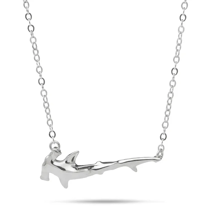 16-18″ Adjustable Hammerhead Shark Necklace in Sterling Silver
