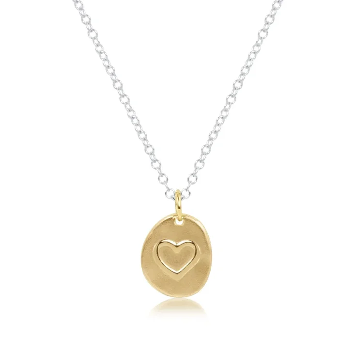 16″ Necklace Sterling Mixed Metal – Inspire Love Small Gold Charm