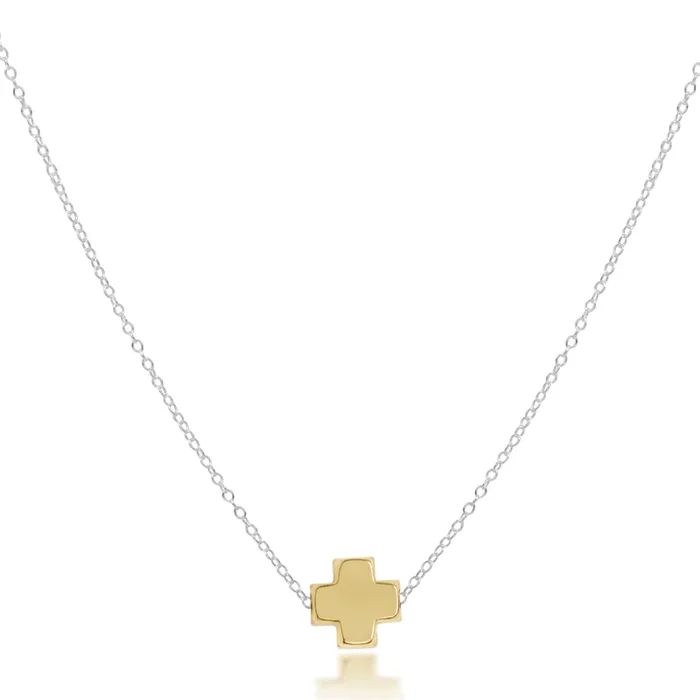16″ Necklace Sterling Mixed Metal – Signature Cross Gold