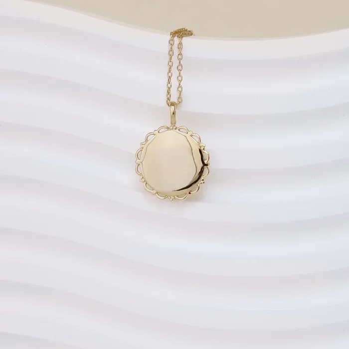 17mm gold-plated lace medal pendant to engrave