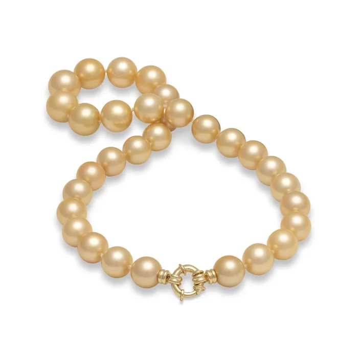 18-19″ South Sea Gold Pearl Strand with Gold Clasp – 13-16mm