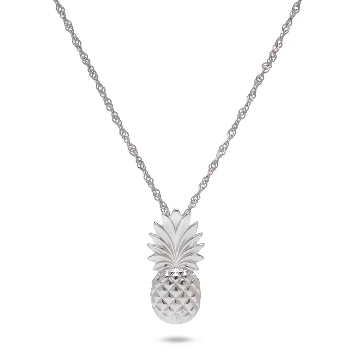 18″ Pineapple Pendant Necklace in Sterling Silver – 18mm
