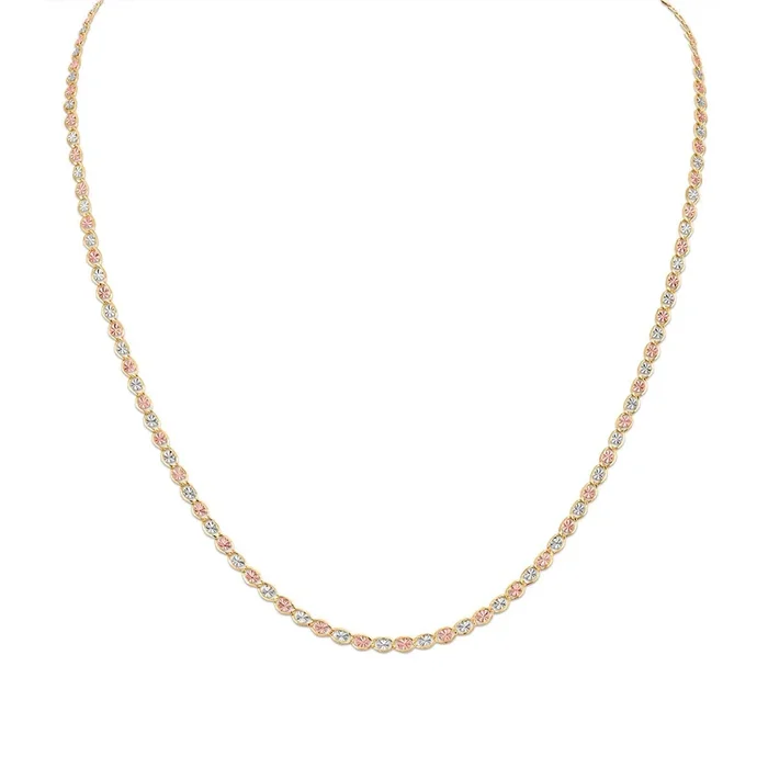 18-inch 2.7MM Heart Valentino Chain in 10K Tricolor Gold