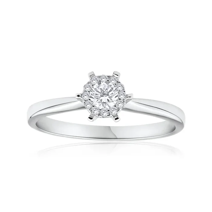 18ct White Gold Ring With 0.25 Carats Of Claw Set Diamonds