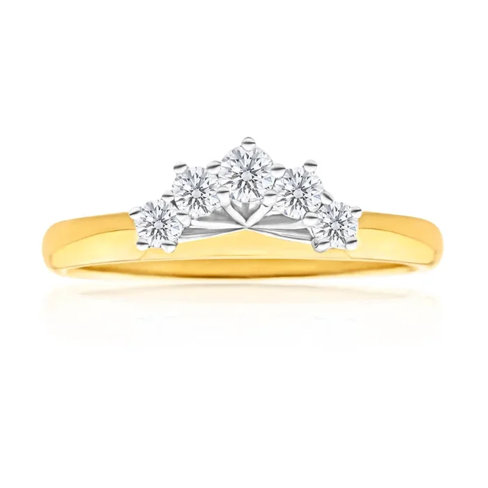 18ct Yellow Gold & White Gold ‘Anise’ Ring With 0.25 Carats Of Diamonds