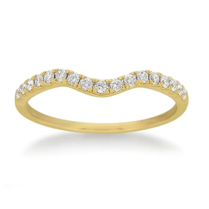 18ct Yellow Gold ‘Carina’ Contour Ring With 0.2 Carats Of Diamonds