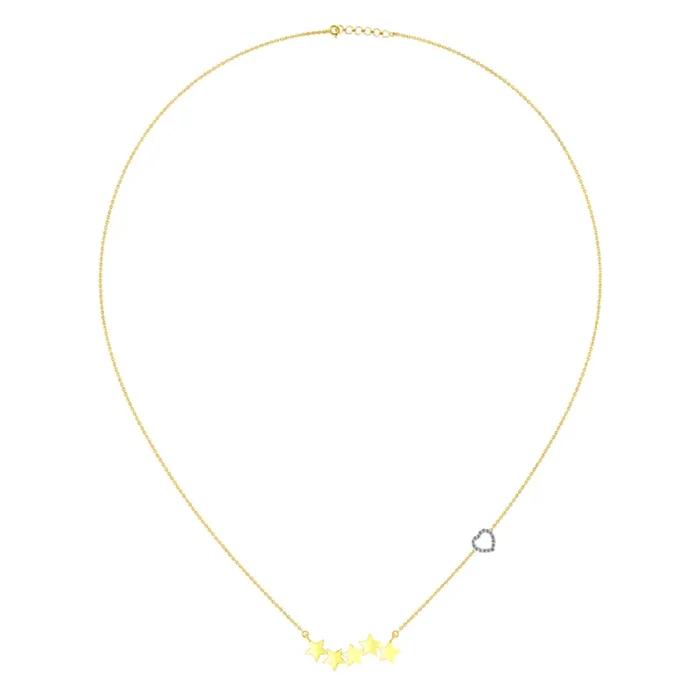 18k Diamond Gold Pendant With The Design Of 5 Stars