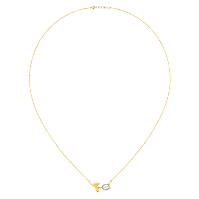 18k Diamond Necklace With A Diamond Studded Tulip Pendant