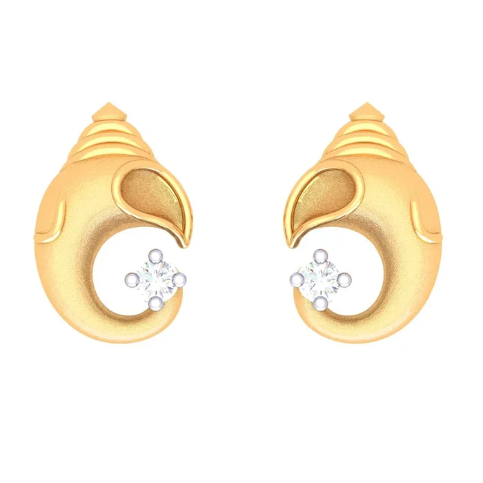 18k Divine Ganesha Gold And Diamond Stud Earring From Diamond Collection