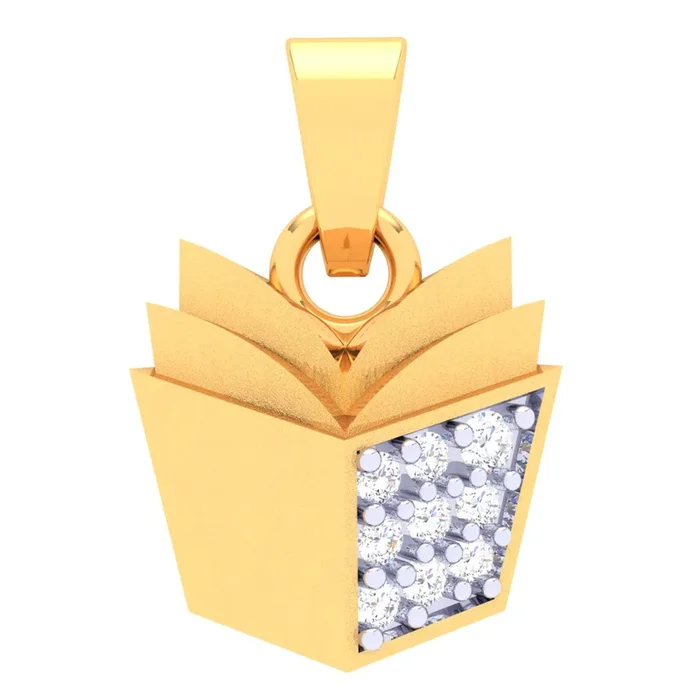 18k Gold & Diamond Pendant In The Shape Of Open Book From P.c Chandra Jewellers