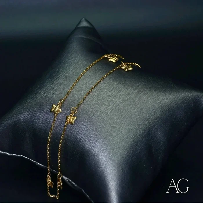18k gold butterfly charm anklet