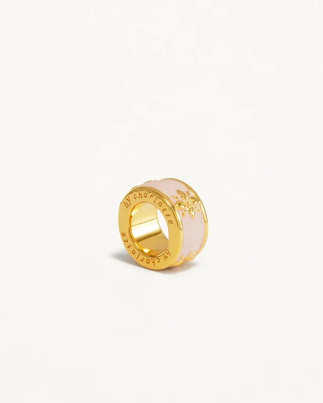 18k Gold Vermeil Born to Bloom Enamel Petal – Rose Quartz