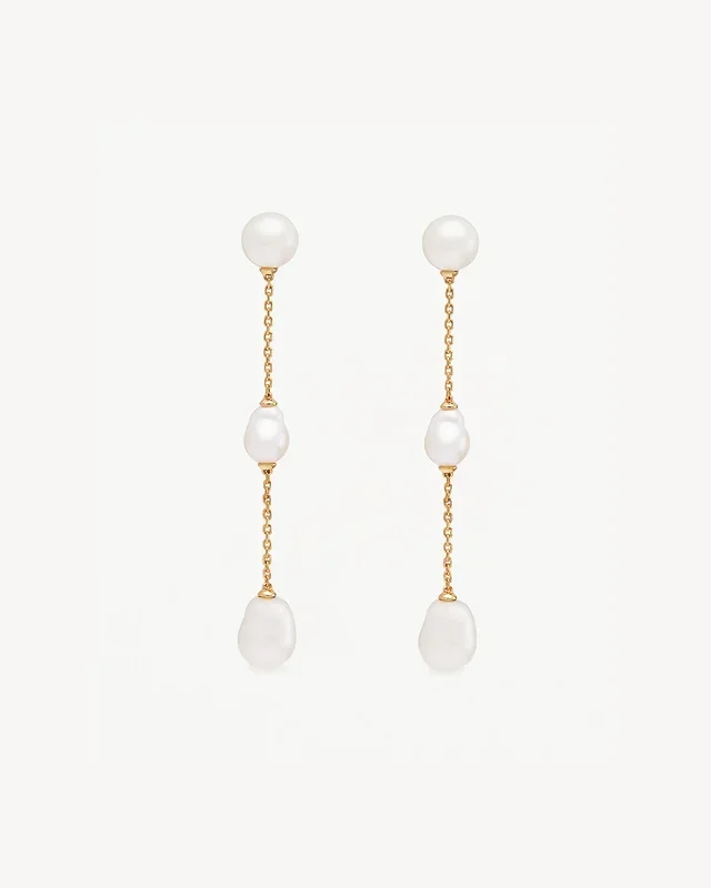 18k Gold Vermeil Forever Moments Pearl Chain Earrings