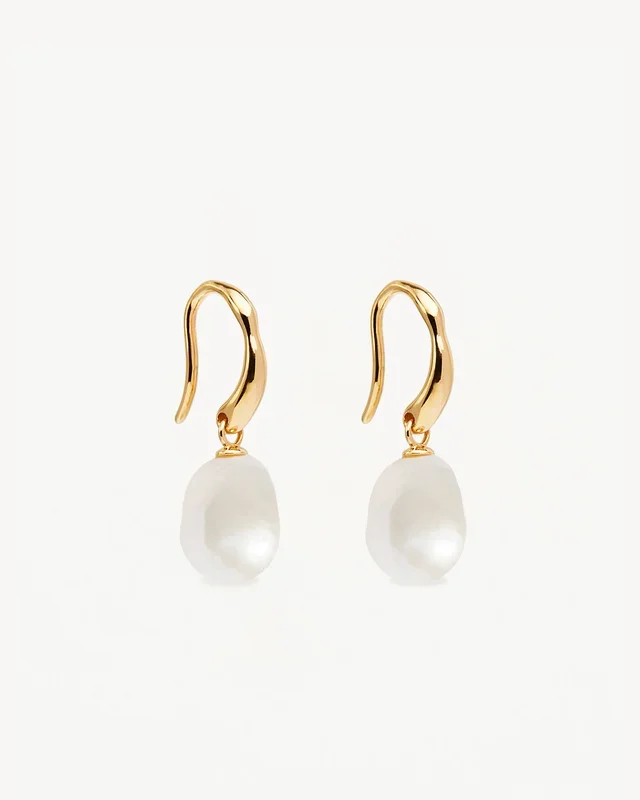 18k Gold Vermeil Harmony Pearl Hook Earrings