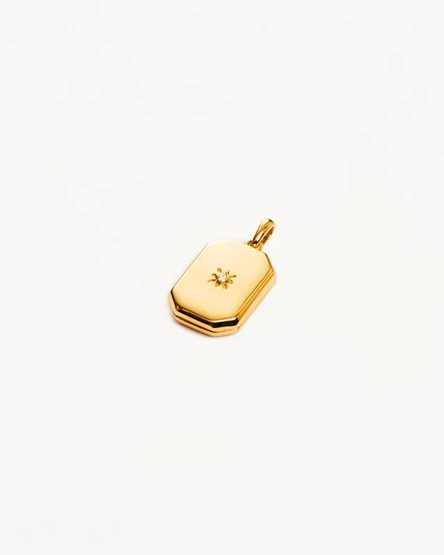 18k Gold Vermeil Rectangular Lotus Locket Pendant