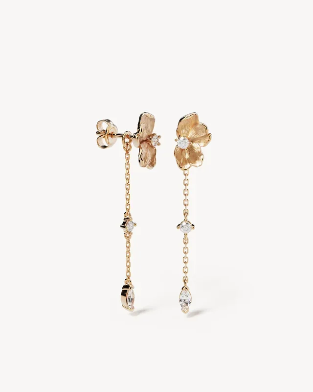 18k Gold Vermeil Serene Lotus Chain Earrings