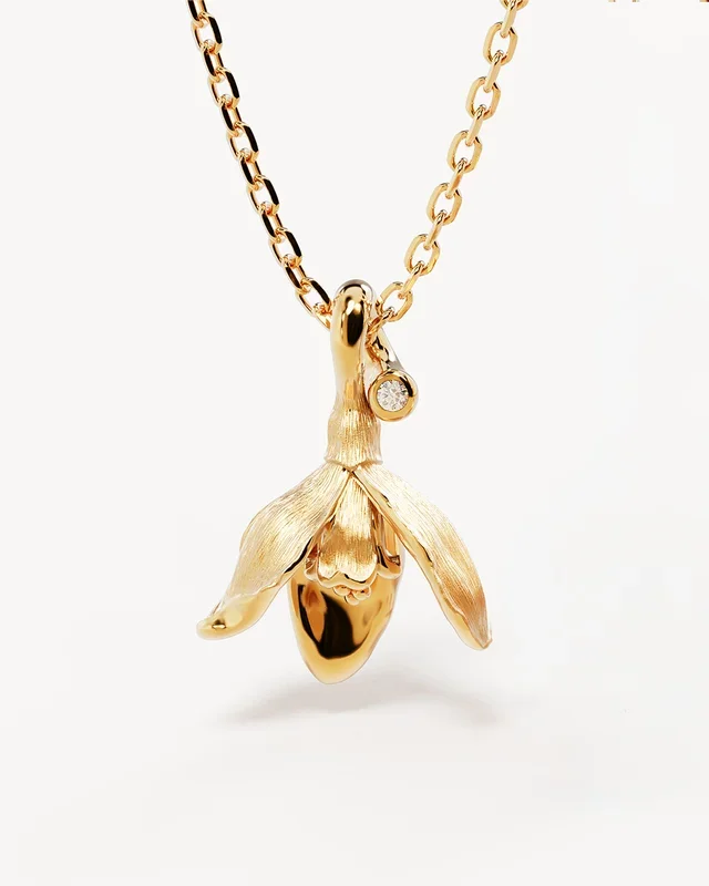 18k Gold Vermeil Snowdrop January Birth Flower Necklace