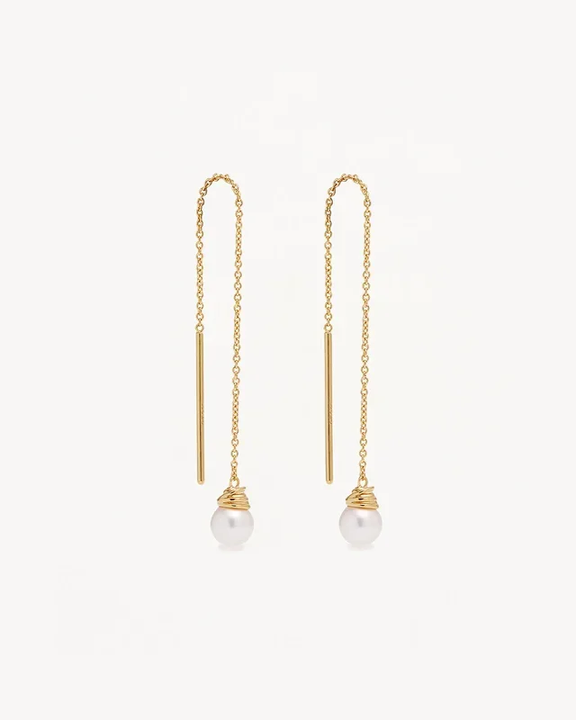 18k Gold Vermeil Whispers of Tranquillity Pearl Thread Earrings