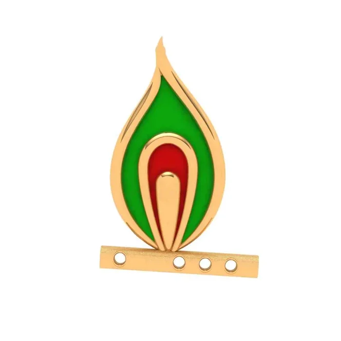 18k Predominant Peacock Feather Gold Pendant