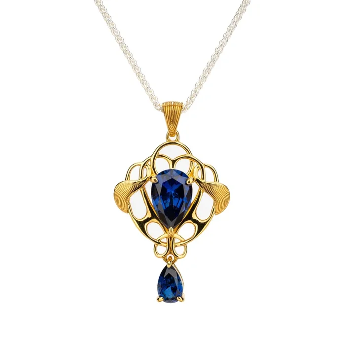 18k Vermeil and Lab Grown Blue Sapphire Alchemy Pendant