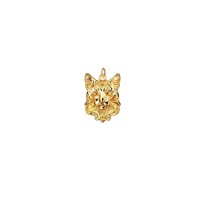 18k Vermeil over Sterling Silver Cat Charm