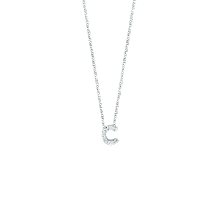 18K WHITE GOLD TINY TREASURES DIAMOND LOVE LETTER “C” NECKLACE