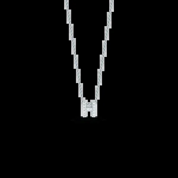 18K WHITE GOLD TINY TREASURES DIAMOND LOVE LETTER “H” NECKLACE