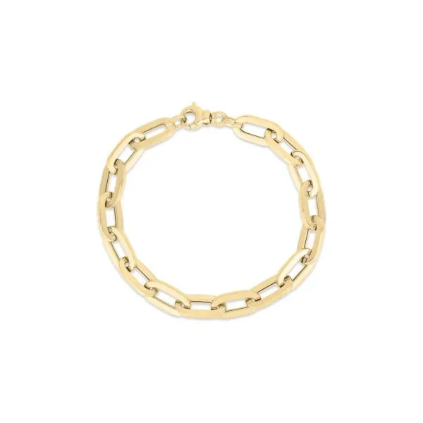 18K YELLOW DESIGNER GOLD HEAVY GAUGE PAPERCLIP LINK BRACELET