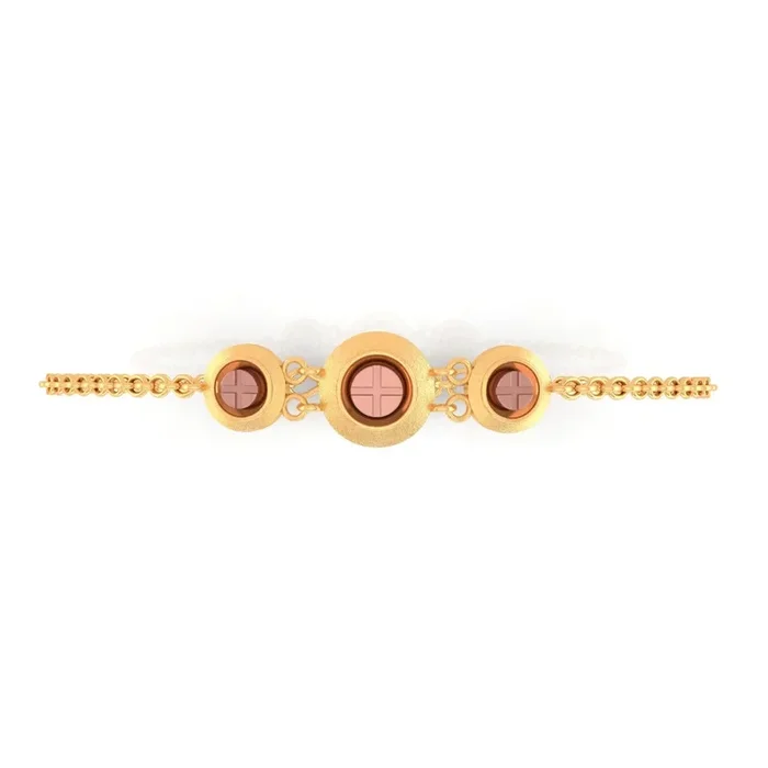 18KT (750) Yellow Gold Bracelet With Round Charms (Free Size – Adjustable)