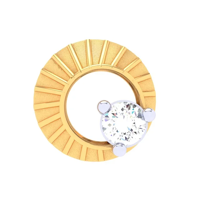 18KT Circle Shaped Gold Nosepin With A Diamond From P.c Chandra Jewellers
